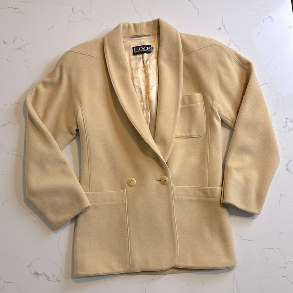 1980s Vintage ESCADA Virgin Wool Blazer Butter Yellow Size Small - Picture 1 of 11
